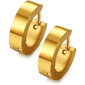 Black Unique Small Hoop Earrings for Men Huggie Earrings 1 Pairs